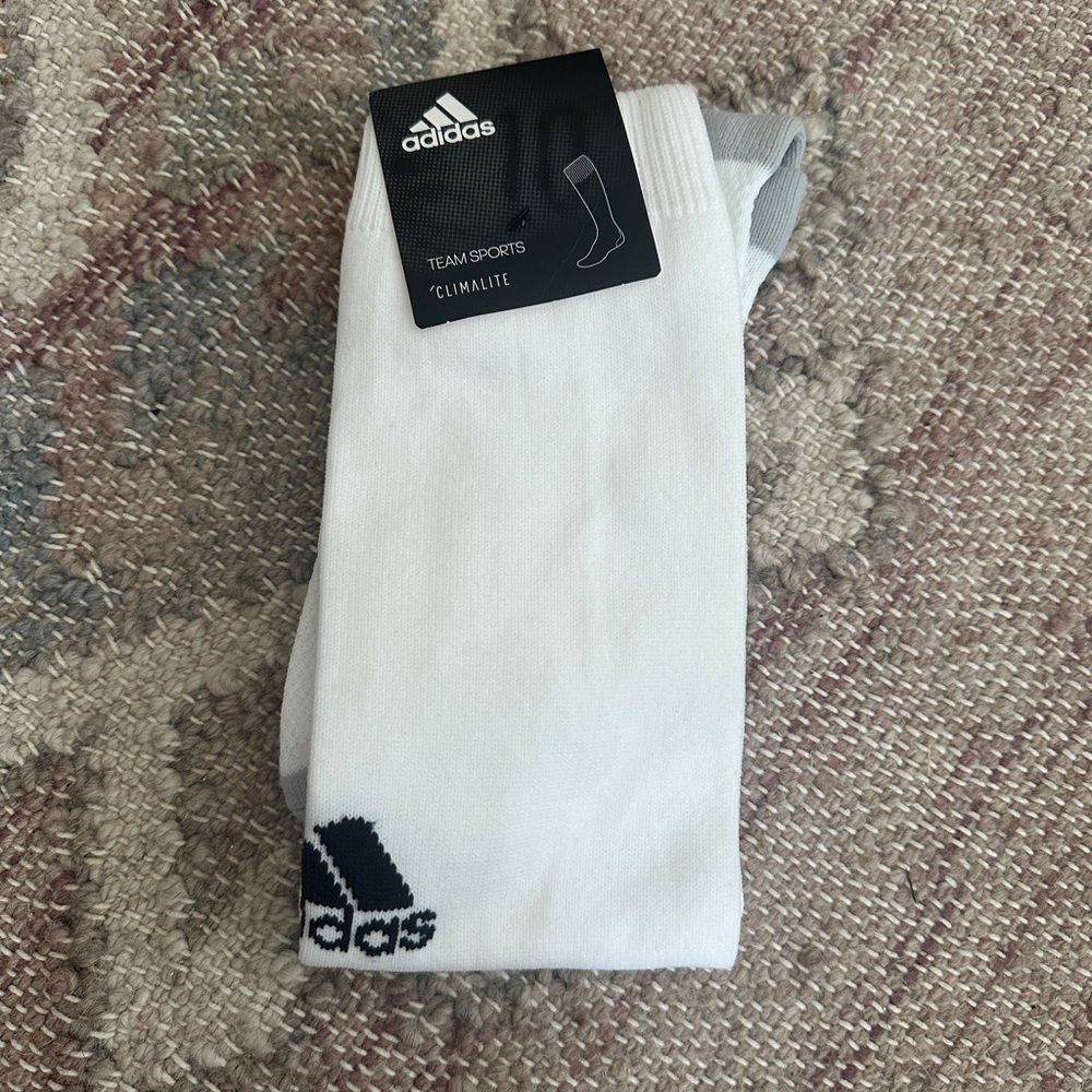 Men’s Adidas Soccer socks size medium white black NWT